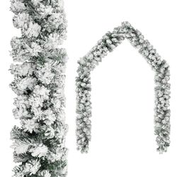 vidaXL juleguirlande med puddersne 5 m PVC grøn