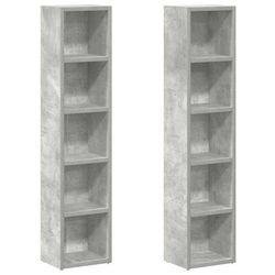 vidaXL CD-hyllor 2 st betonggrå 21x16x93,5 cm spånskiva