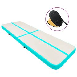 vidaXL Oppblåsbar gymnastikkmatte med pumpe 300x100x15 cm PVC grønn