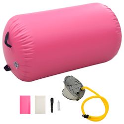 vidaXL Uppblåsbar gymnastikrulle med pump 100x60 cm PVC rosa