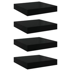 vidaXL Svävande vägghyllor 4 st svart högglans 23x23,5x3,8 cm MDF