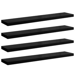 vidaXL Svävande vägghyllor 4 st svart högglans 120x23,5x3,8 cm MDF