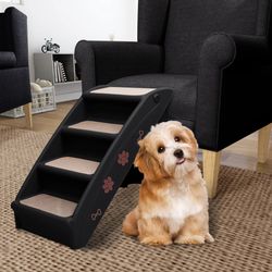 vidaXL Hundetrapp sammenleggbar svart 62x40x49,5 cm