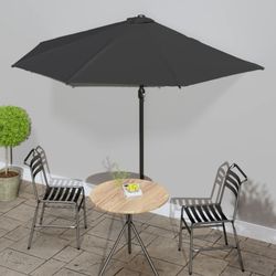 vidaXL Balkongparasoll med aluminiumsstang svart 300x155x223 cm halv
