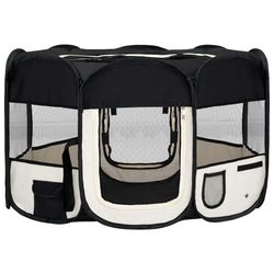 vidaXL Hopfällbar hundhage med väska svart 125x125x61 cm
