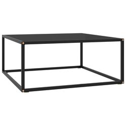 vidaXL Soffbord svart med svart glas 80x80x35 cm