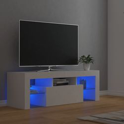 vidaXL TV-benk med LED-lys hvit 120x35x40 cm