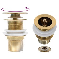 vidaXL Pop-up bottenventil utan överflödesfunktion guld 6,4x6,4x9,1 cm