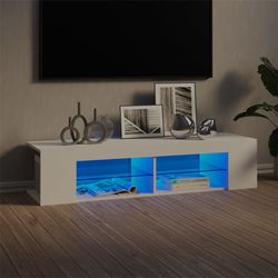 vidaXL TV-benk med LED-lys hvit 135x39x30 cm