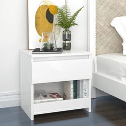 vidaXL Sängbord vit högglans 40x30x39 cm konstruerat trä