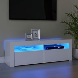 vidaXL tv-skab med LED-lys 120x35x40 cm hvid
