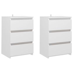 vidaXL Nattbord 2 stk hvit 40x35x62,5 cm sponplate