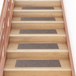 vidaXL Trappematter selvklebende 15 stk 76x20 cm beige rektangulære