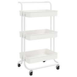 vidaXL Rullvagn 3 våningar vit 42x35x85 cm järn och ABS