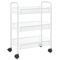 vidaXL Rullvagn 3 våningar vit 46x26x64 cm järn