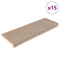vidaXL Selvklebende trappematter sisal-utseende 15 stk 65x21x4cm beige