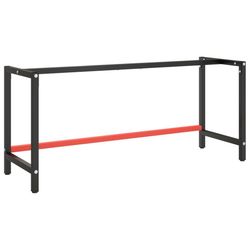 vidaXL Ram för arbetsbänk svart och matt röd 180x57x79 cm metall