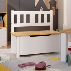 vidaXL Förvaringsbänk barn vit och beige 60x30x55 cm MDF