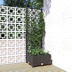 vidaXL Hagepotte med espalier svart 40x40x121,5 cm PP
