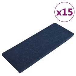 vidaXL Trappstegsmattor självhäftande 15 st 65x24,5x3,5 cm blå