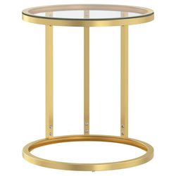 vidaXL Sidobord guld och transparent 45 cm härdat glas