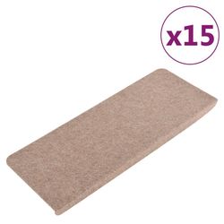 vidaXL Trappstegsmattor självhäftande 15 st 65x24,5x3,5 cm beige