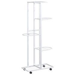 vidaXL Växtställ på hjul 5 hyllor 44x23x100 cm vit järn