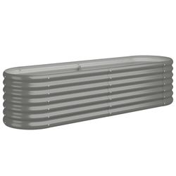 vidaXL Odlingslåda pulverlackerat stål 152x40x36 cm grå