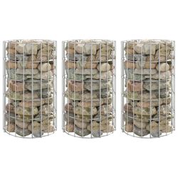 vidaXL rundt gabion-havebede 3 stk. Ø30x50 cm galvaniseret stål