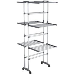 vidaXL Torkställning på hjul 3 nivåer silver 60x70x129 cm