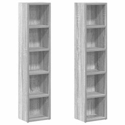 vidaXL CD-hyllor 2 st grå sonoma 21x16x93,5 cm konstruerat trä