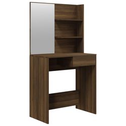 vidaXL Sminkebord med speil brun eik 74,5x40x141 cm