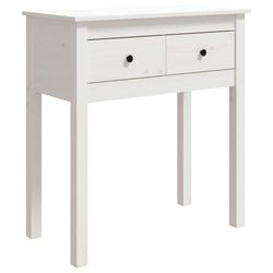 vidaXL Konsollbord hvit 70x35x75 cm heltre furu