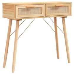 vidaXL Konsollbord brun 80x30x75 cm heltre furu og naturrotting