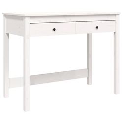 vidaXL Skrivebord med skuffer hvit 100x50x78 cm heltre furu