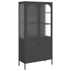 vidaXL Highboard svart 90x40x180 cm glass og stål