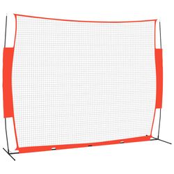 vidaXL bærbart baseballnet 369x107x271 cm stål polyester rød og sort
