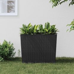 vidaXL plantekrukke 12/44 l udtagelig indsats PP rattanlook antracit