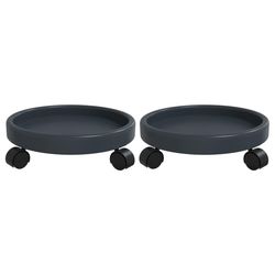 vidaXL Blomvagnar med hjul 2 st grå diameter 34 cm 35 kg