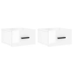 vidaXL Veggmonterte nattbord 2 stk høyglans hvit 35x35x20 cm