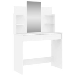 vidaXL Sminkebord med speil hvit 96x39x142 cm