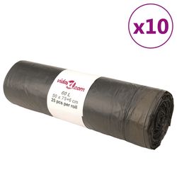 vidaXL Avfallspåsar med dragsnöre 250 st svart 60 L