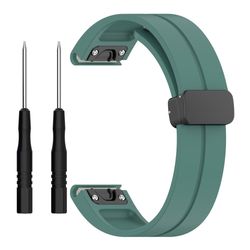Garmin Fenix 7S / 7S Pro / Instinct 2S / Fenix 6S urrem 20 mm silikoneurrem med sort spænde - Grøn