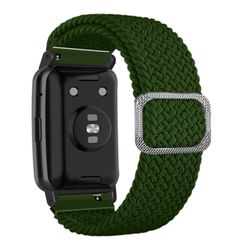 Huawei Watch Fit / Watch Fit Special Edition Urrem Nylon Flettet Elastisk Håndledsrem - Militærgrøn