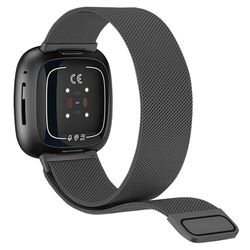 KALEBOL Series Size S Fitbit Versa 4 / 3 / Sense / Sense 2 Milanese klokkerem i rustfritt stål - Svart