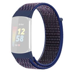 KALEBOL KLB-NLHH-001 Fitbit Charge 5 / 6 Nylon-klokkearmbånd med løkkefeste - Indigoblå