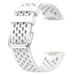 Fitbit Charge 6 / Charge 5 erstatningsarmbånd for smartklokkearmbånd i pustende silikon - Hvit