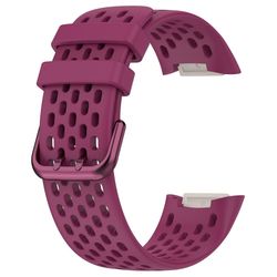 Fitbit Charge 6 / Charge 5 erstatningsarmbånd for smartklokkearmbånd i pustende silikon - Vinrød