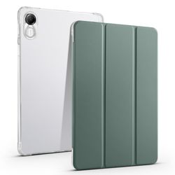 Honor Pad X8 Pro / Pad X9 Trifold stativ nettbrettveske pennspor vegansk lær gjennomsiktig fleksibelt bakdeksel - Midnattsgrønn