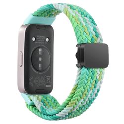 Huawei Band 8 / 9 Wrist Band Magnetic Buckle Nylon Braided Smartwatch Strap - Colorful Green